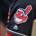 CLEVELAND, OH - MAY 17, 2016: A view of the Chief Wahoo logo on the sleeve of shortstop Francisco Lindor #12 of the Clevleand Indians during a game against the Cincinnati Reds on May 17, 2016 at Progressive Field in Cleveland, Ohio. Cleveland won 13-1. (Photo by: Nick Cammett/Diamond Images/Getty Images)  *** Local Caption *** Chief Wahoo