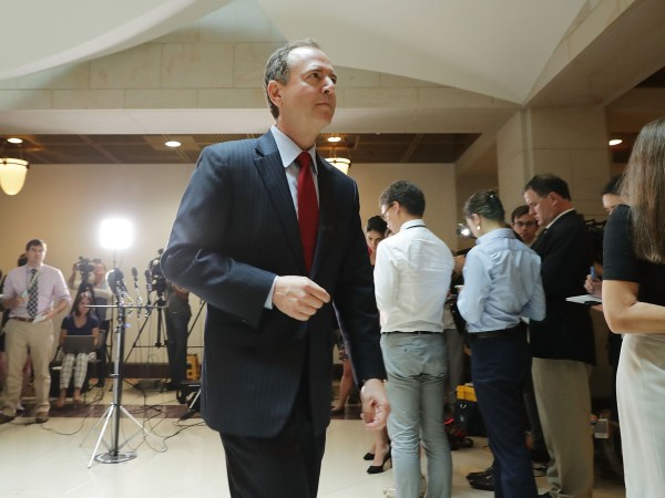 House Intelligence Committee ranking member Rep. Adam Schiff (D-CA) speaks to reporters about the recent disclosure of a meeting between Donald Trump, Jr. and a Russian lawyer during the presidential campaign in the Capitol Visitors Center July 11, 2017 in Washington, DC. Schiff said it was troubling that the Trump campaign did not tell the FBI that a Kremlin-connected Russian lawyer reached out to them with an offer of information that would help their campaign against Hillary Clinton.