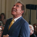 WASHINGTON, DC - JULY 26:  Steve Wynn, CEO of Wynn Resorts, is acknowledged at a news conference held by U.S. President Donald Trump in the East Room of the White House July 26, 2017 in Washington, DC. The president was touting a decision by Apple supplier Foxconn to invest $10 billion to build a factory in Wisconsin that produces LCD panels. Foxconn said the project would create 3,000 jobs, with the "potential" to generate 13,000 new jobs, according to published reports.  (Photo by Mark Wilson/Getty Images)