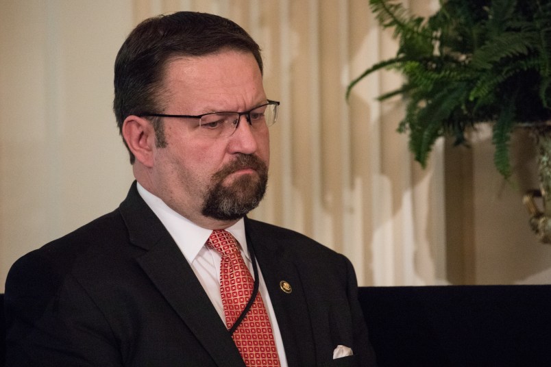 Sebastian Gorka, member of the national security advisory staff of the United States, was present for he Medal of Honor ceremony for former Specialist Five James C. McCloughan, U.S. Army in the East Room of the White House, on Monday, July 31, 2017. (Photo by Cheriss May) (Photo by Cheriss May/NurPhoto)