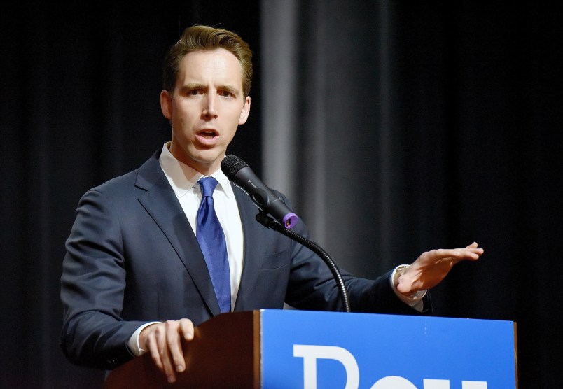 Missouri Attorney General Josh Hawley makes his acceptance speech on Nov. 9, 2016 in Springfield, Mo. (John Sleezer/Kansas City Star/TNS)