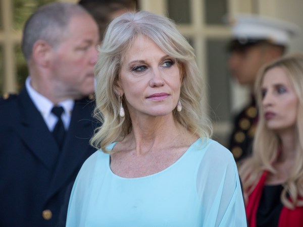 White House counselor Kellyanne Conway, stands by as reporters speak to attendees of the event combatting drug demand and the opioid crisis, outside the West Wing of the White House, on Thursday October 26th, 2017. (Photo by Cheriss May/NurPhoto)