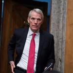 UNITED STATES -  NOVEMBER 08: Sen. Rob Portman, R-Ohio, arrives to introduced Kirstjen Nielsen, Homeland Security Department secretary nominee, during her Senate Homeland Security and Governmental Affairs Committee confirmation hearing in Dirksen Building on November 8, 2017. Sen. Marco Rubio, R-Fla., also introduced her. (Photo By Tom Williams/CQ Roll Call)