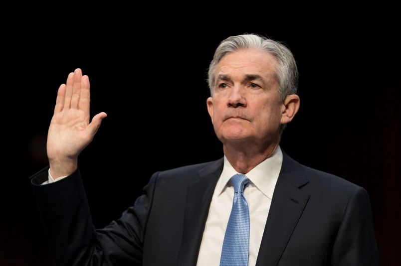 WASHINGTON Nov. 28, 2017  --U.S. Federal Reserve System Chairman nominee Jerome Powell is sworn-in before testifying in front of the Senate Banking Committee at the Capitol in Washington D.C., United States of America on Nov 28, 2017. (Ting Shen/Xinhua)