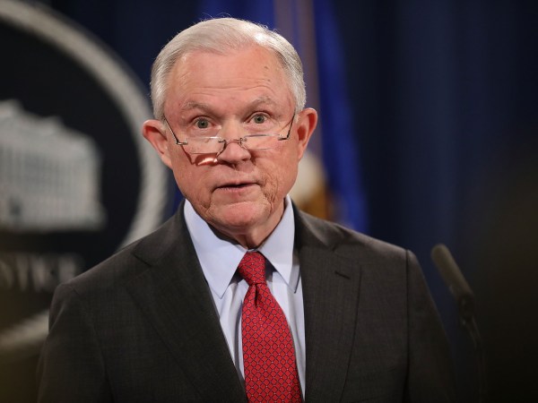 U.S. Attorney General Jeff Sessions holds a news conference at the Department of Justice December 15, 2017 in Washington, DC. Sessions called the question-and-answer session with reporters to highlight his department's fight to reduce violent crime.