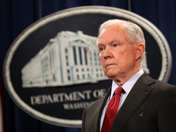 U.S. Attorney General Jeff Sessions holds a news conference at the Department of Justice December 15, 2017 in Washington, DC. Sessions called the question-and-answer session with reporters to highlight his department's fight to reduce violent crime.