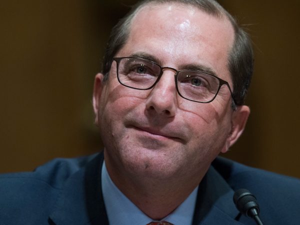 UNITED STATES - JANUARY 09: Alex Azar, nominee to be Department of Health and Human Services secretary, testifies during his Senate Finance Committee confirmation hearing in Dirksen Building on January 9, 2018. (Photo By Tom Williams/CQ Roll Call)
