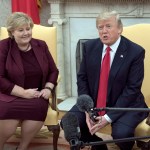 United States President Donald J. Trump, right, meets Prime Minister Erna Solberg of Norway, left, in the Oval Office of the White House in Washington, DC on Wednesday, January 10, 2018.Credit: Ron Sachs / Pool via CNP