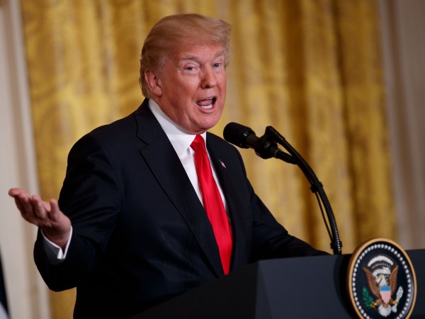 WASHINGTON, Jan. 10, 2018 -- U.S. President Donald Trump speaks during a joint press conference with Norwegian Prime Minister Erna Solberg (not seen) at the White House in Washington D.C., the United States, on Jan. 10, 2018. U.S. President Donald Trump said Wednesday that Washington could "conceivably" re-enter into the global Paris climate agreement, from which he announced the withdrawal last year. (Xinhua/Ting Shen)