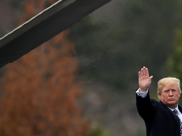 U.S. President Donald Trump leaves Walter Reed National Military Medical Center following his annual physical examination January 12, 2018 in Bethesda, Maryland. Trump will next travel to Florida to spend the Dr. Martin Luther King Jr. Day holiday weekend at his Mar-a-Lago resort.