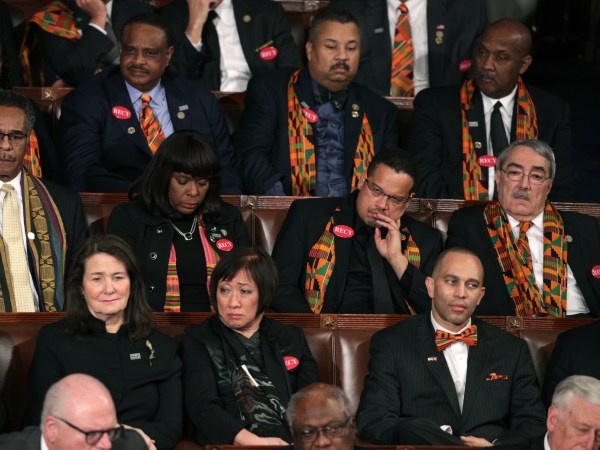 during the State of the Union address in the chamber of the U.S. House of Representatives January 30, 2018 in Washington, DC. This is the first State of the Union address given by U.S. President Donald Trump and his second joint-session address to Congress.