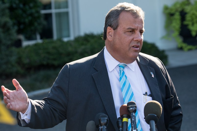 Chris Christie, governor of New Jersey, speaks to reporters outside the West Wing of the White House, on Thursday October 26th, 2017. (Photo by Cheriss May/NurPhoto)
