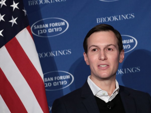 WASHINGTON, DC - DECEMBER 3: White House Senior Advisor to the President Jared Kushner speaks during a conversation with Haim Saban at Saban Forum, December 3, 2017 in Washington, DC. The Saban Forum is a US-Israeli dialogue, hosted by the Brookings Institution. (Drew Angerer/Getty Images)
