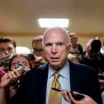 WASHINGTON, DC - Senator John McCain speaks to journalists after Senate party caucus luncheons on Capitol Hill in Washington, DC Tuesday October 31, 2017. (Photo by Melina Mara/The Washington Post)