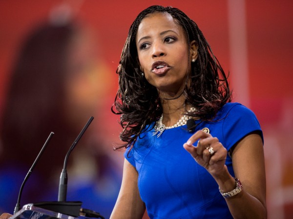 UNITED STATES - FEBRUARY 26: Rep. Mia Love, R-Utah, speaks to the crowd at CPAC in National Harbor, Md., on Feb. 26, 2015. (Photo By Bill Clark/CQ Roll Call)
