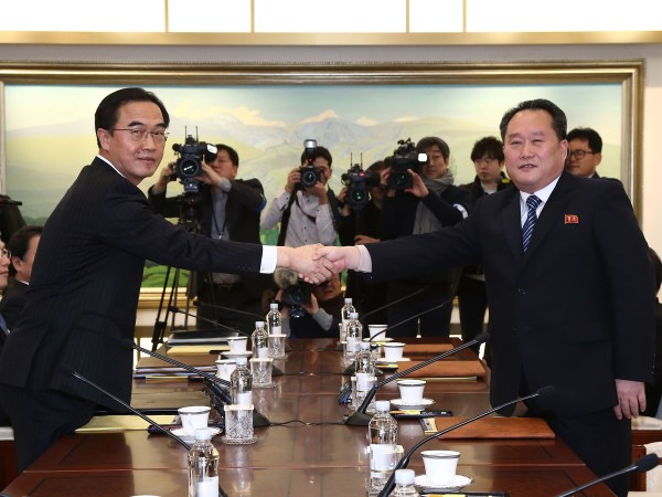 on January 9, 2018 in Panmunjom, South Korea. South and North Korea are scheduled to begin their first official face-to-face talks in two years on Tuesday, January 9, 2017.