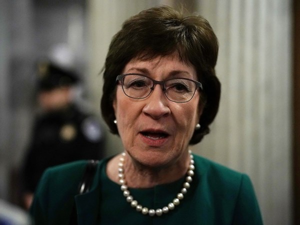 WASHINGTON, DC - DECEMBER 21:  U.S. Sen. Susan Collins (R-ME) speaks to members of the media after a vote to fund the government December 21, 2017 at the Capitol in Washington, DC. The Senate has pass a continuing resolution to temporary fund the government through January 19, 2018.  (Photo by Alex Wong/Getty Images)