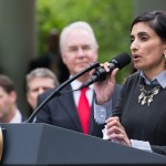 Seema Verma, Administrator of the Centers for Medicare and Medicaid Services under the Trump Administration, speaks at President Trump's press conference with members of the GOP, on the passage of legislation to roll back the Affordable Care Act, in the Rose Garden of the White House, On Thursday, May 4, 2017. (Photo by Cheriss May/NurPhoto)