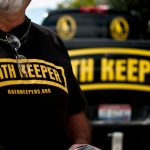 An Oath Keeper from Idaho in Bozeman, Montana. The "Oath Keepers" are a national, ultra-rightwing "Patriot" group comprised of former and active military, police and public safety personnel who have taken an oath to "uphold the Constitution" and to refuse to follow orders that they decide are unconstitutional.