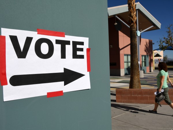 on Election Day on November 8, 2016 in Las Vegas, Nevada. Americans across the nation are picking their choice for the next president of the United States.