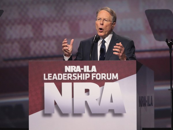 ATLANTA, GA - APRIL 28:  Wayne LaPierre,  executive vice president and CEO of the NRA, speaks at the NRA-ILA's Leadership Forum at the 146th NRA Annual Meetings & Exhibits on April 28, 2017 in Atlanta, Georgia. The convention is the largest annual gathering for the NRA's more than 5 million members.  (Photo by Scott Olson/Getty Images)