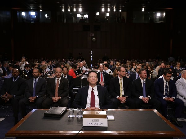 Former FBI Director James Comey testifies before the Senate Intelligence Committee in the Hart Senate Office Building on Capitol Hill June 8, 2017 in Washington, DC. Comey said that President Donald Trump pressured him to drop the FBI's investigation into former National Security Advisor Michael Flynn and demanded Comey's loyalty during the one-on-one meetings he had with president.