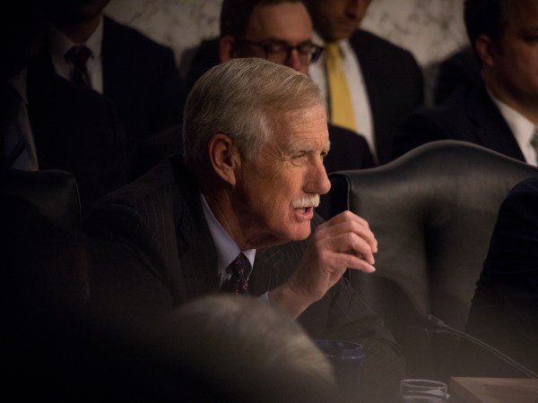 Sen. Angus King (I-ME), questioned former FBI Director James Comey during his testimony in front of the Senate Intelligence Committee, on his past relationship with President Donald Trump, and his role in the Russian interference investigation, in the Senate Hart building on Capitol Hill, on Thursday, June 8, 2017. (Photo by Cheriss May) (Photo by Cheriss May/NurPhoto)