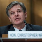 UNITED STATES - SEPTEMBER 27: Chris Wray, FBI Director, testifies during a Senate Homeland Security and Governmental Affairs Committee hearing in Dirksen titled "Threats to the Homeland" on September 27, 2017. Elaine Duke, Acting Secretary of the Department of Homeland Security, and  Nicholas Rasmussen, Director of the National Counterterrorism Center, also testified. They fielded questions including hurricane response and border security. (Photo By Tom Williams/CQ Roll Call)