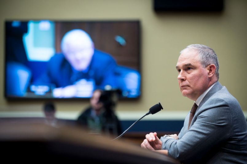 WASHINGTON, DC - December 7:  Environmental Protection Agency Administrator Scott Pruitt testifies before the House Energy and Commerce Committee about the mission of the U.S. Environmental Protection Agency on December 7, 2017 in Washington, DC.  (Photo by Pete Marovich/Getty Images)