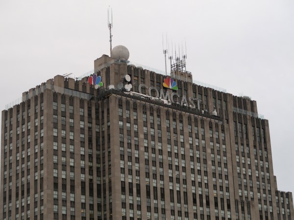 NEW YORK, NY - DECEMBER 6: The top of 30 Rockefeller Center is seen from the 44th floor of a building on 6th Avenue on December 6, 2017 in New York City. (Photo by Gary Hershorn/Getty Images)