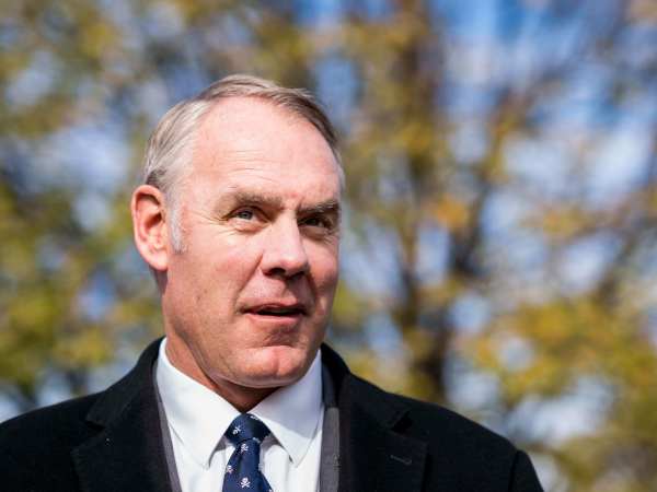 ARLINGTON, VIRGINIA - Secretary of the Interior Ryan Zinke attends an event at the U.S. Marine Corps War Memorial announcing the newly carved engravings of Afghanistan and Iraq campaigns and the restoration project of the memorial, in Arlington, Virginia Tuesday November 21, 2017. Business man and philanthropist David Rubenstein's gifted millions of dollars to the make the restoration project possible. (Photo by Melina Mara/The Washington Post)