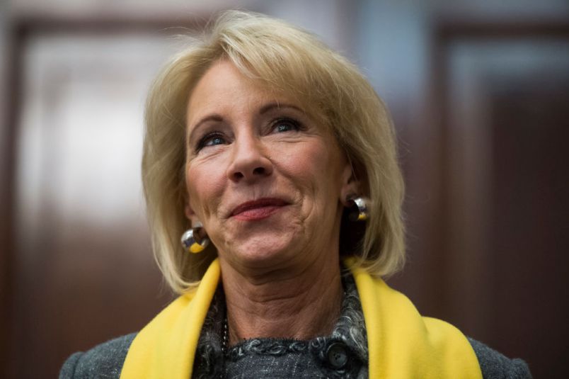 UNITED STATES - JANUARY 18: Education Secretary Betsy DeVos attends a rally to promote the importance of school choice as part of "National School Choice Week," in Russell Building on January 18, 2018. (Photo By Tom Williams/CQ Roll Call)