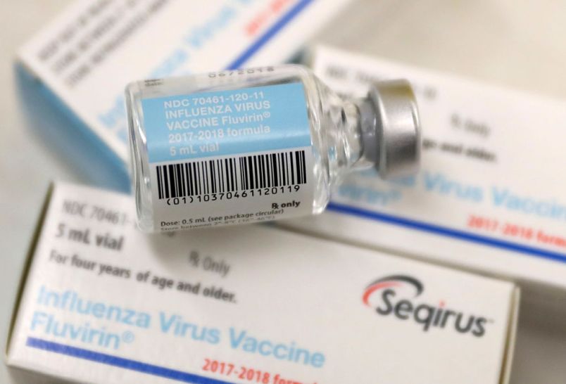 SAN FRANCISCO, CA - JANUARY 22:  Vials of the Fluvirin influenza vaccine are displayed at a Walgreens phramacy on January 22, 2018 in San Francisco, California. A strong strain of H3N2 influenza has claimed the lives of 74 Californians under the age of 65 since the flu season began in October of last year. People are being encouraged to get flu shots even through the vaccine has been only 30% effective in combating the influenza.  (Photo by Justin Sullivan/Getty Images)