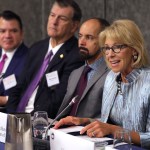 U.S. Education Secretary Betsy DeVos addresses the U.S. Conference of Mayors 86th annual Winter Meeting at the Capitol Hilton January 25, 2018 in Washington, DC. The non-partisan conference of mayors from cities with populations of 300,000 or larger meet annually in Washington, DC.