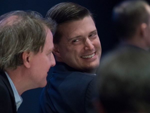 UNITED STATES - FEBRUARY 01: Rob Porter, right, White House staff secretary, and Don McGahn, White House counsel, attend a luncheon featuring a speech by President Donald Trump at the House and Senate Republican retreat at The Greenbrier resort in White Sulphur Springs, W.Va., on February 1, 2018. (Photo By Tom Williams/CQ Roll Call)