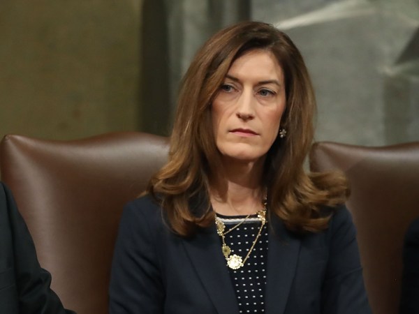 WASHINGTON, DC - FEBRUARY 02: Deputy U.S. Attorney General, Rod Rosenstein,(L), and Associate Attorney General Rachel Brand, participate in a summit to discuss efforts to combat human trafficking, at the Justice Department, on February 2, 2018 in Washington, DC.  (Photo by Mark Wilson/Getty Images)
