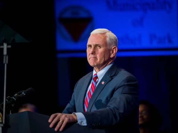 BETHEL PARK, PA - FEBRUARY 02: Vice President Mike Pence speaks during a campaign event for Republican Pennsylvania congressional candidate Rick Saccone, at the Bethel Park Community Center  on February 2, 2018 in Bethel Park, Pennsylvania. (Photo by Pete Marovich/Getty Images)