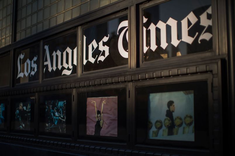 LOS ANGELES, CA - FEBRUARY 06: The Los Angeles Times building is seen on February 6, 2018 in Los Angeles, California. Parent company, Tronc, is believed to be close to selling The Time and The San Diego Union-Tribune to billionaire Los Angeles doctor, Patrick Soon-Shiong, for about $500 million.  (Photo by David McNew/Getty Images)