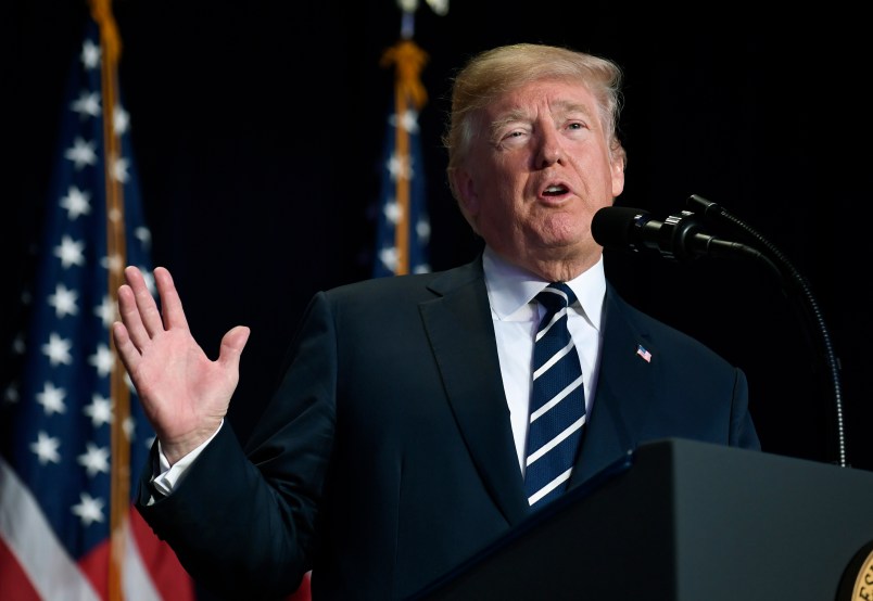President Donald Trump makes remarks during the National Prayer Breakfast, February 8, 2018, in Washington, DC. Thousands from around the world attend the annual ecumenical gathering and every president since President Dwight Eisenhower has addressed the event. .          ISP POOL Photo by Mike Theiler/UPI