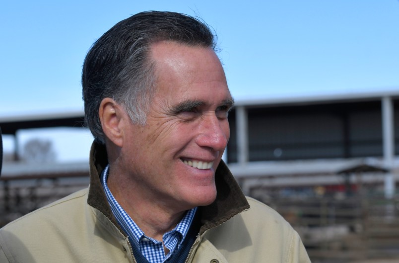 OGDEN, UT - FEBRUARY 16: Candidate for senate Mitt Romney tours Gibson's Green Acres Dairy on February 16, 2018 in Ogden, Utah. Mr. Romney is running for a U.S. Senate seat from Utah, currently held by Sen. Orrin Hatch, who announced his retirement after the current term expires. (Photo by Gene Sweeney Jr./Getty Images) *** Local Caption *** Mitt Romney