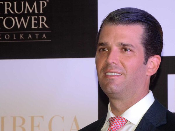 Donald Trump Jr at photo session after visit  Trump Tower, a luxury apartment building, ahead of the visit of Donald Trump Jr on February 21,2018 in Kolkata,India. (Photo by Debajyoti Chakraborty/NurPhoto)