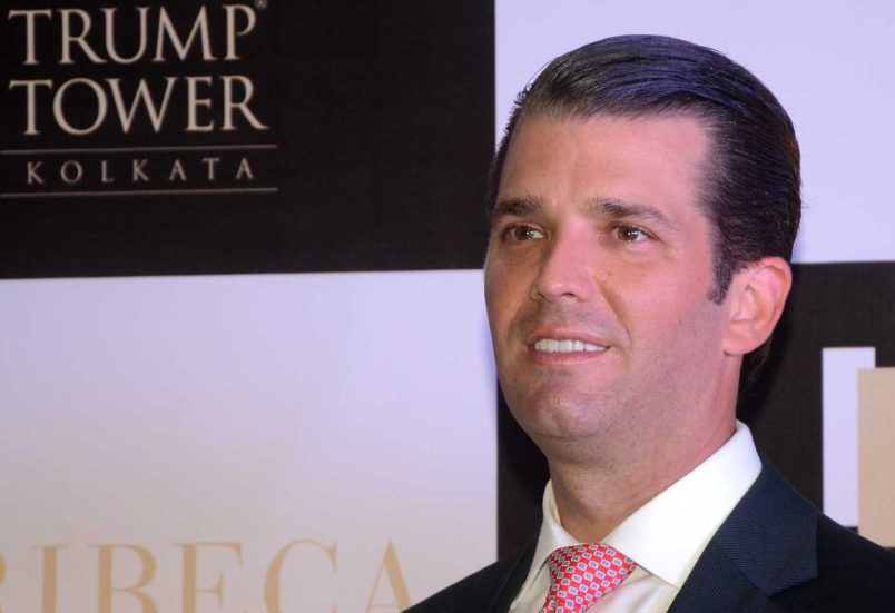 Donald Trump Jr at photo session after visit  Trump Tower, a luxury apartment building, ahead of the visit of Donald Trump Jr on February 21,2018 in Kolkata,India. (Photo by Debajyoti Chakraborty/NurPhoto)