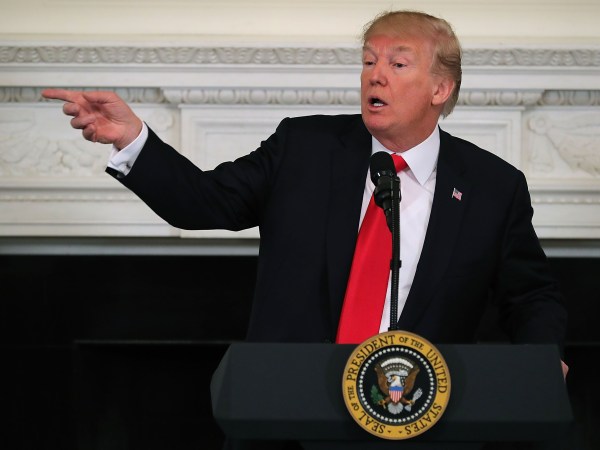 U.S. President Donald Trump hosts a business session with state governors in the State Dining Room at the White House February 26, 2018 in Washington, DC. The National Governors Association is holding its annual winter meeting this week in Washington.