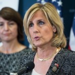 UNITED STATES - JULY 25: Rep. Claudia Tenney, R-N.Y., speaks during a news conference after a meeting of the House Republican conference in the Capitol on July 25, 2017. Cathy McMorris Rodgers, R-Wash., appears at left. (Photo By Tom Williams/CQ Roll Call)