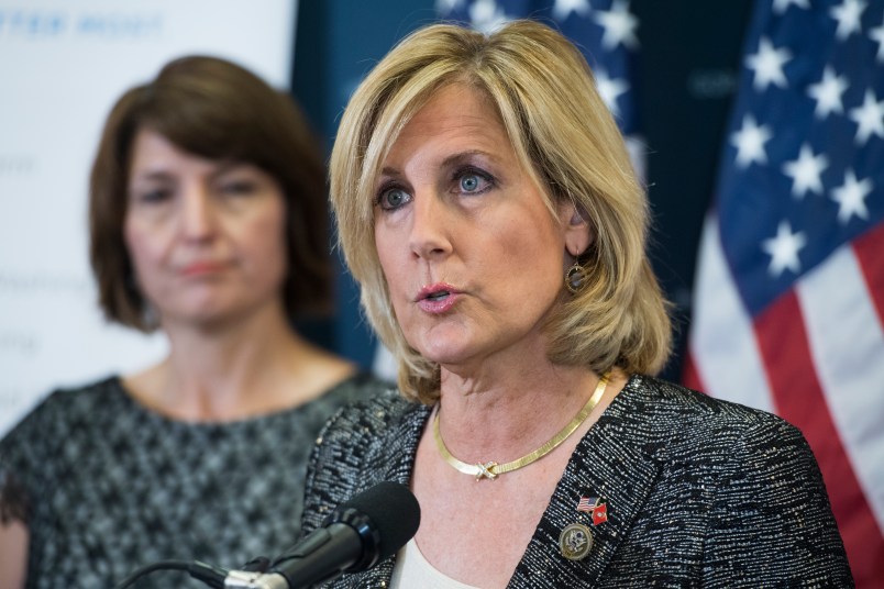 UNITED STATES - JULY 25: Rep. Claudia Tenney, R-N.Y., speaks during a news conference after a meeting of the House Republican conference in the Capitol on July 25, 2017. Cathy McMorris Rodgers, R-Wash., appears at left. (Photo By Tom Williams/CQ Roll Call)