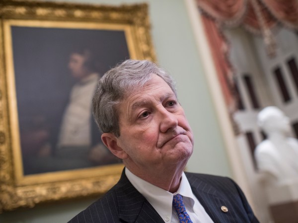 UNITED STATES - JANUARY 23: Sen. John Kennedy, R-La., talks with reporters after Senate Policy luncheons in the Capitol on January 23, 2018. (Photo By Tom Williams/CQ Roll Call)