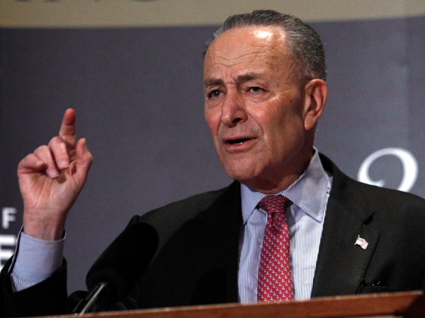 LOUISVILLE, KY-FEBRUARY 12: U.S. Senate Democratic Leader Chuck Schumer (D-NY), speaks at the University of Louisville's McConnell Center February 12, 2018 in Louisville, Kentucky. Schumer, who was introduced at the event by U.S. Senate Majority Leader Mitch McConnell (R-KY), was there as part of the Center's Distinguished Speaker Series. (Bill Pugliano/Getty Images)