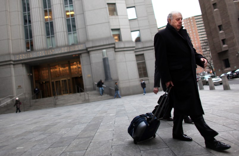 NEW YORK, NY - MARCH 08:  Raj Rajaratnam's attorney John Dowd exits the Daniel Patrick Moynihan U.S. Courthouse March 8, 2011 in New York City. It was the first day of Rajaratnam's insider-trading trial where he is facing allegations of pocketing $45 million by illegally trading on insider stock tips. (Photo by Yana Paskova/Getty Images)