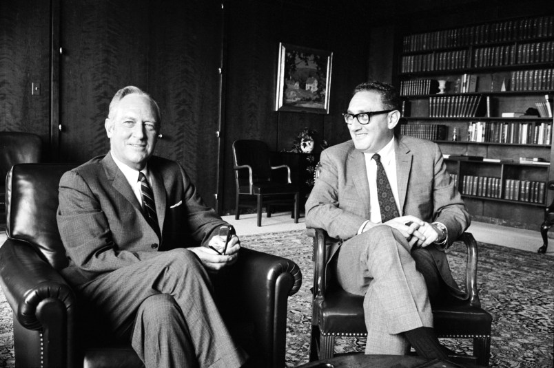 Subject: White House adviser Henry Kissinger with unidentified man. Washington D.C. 1969Photographer- Alfred EisenstaedtTime Inc OwnedMerlin-1153700