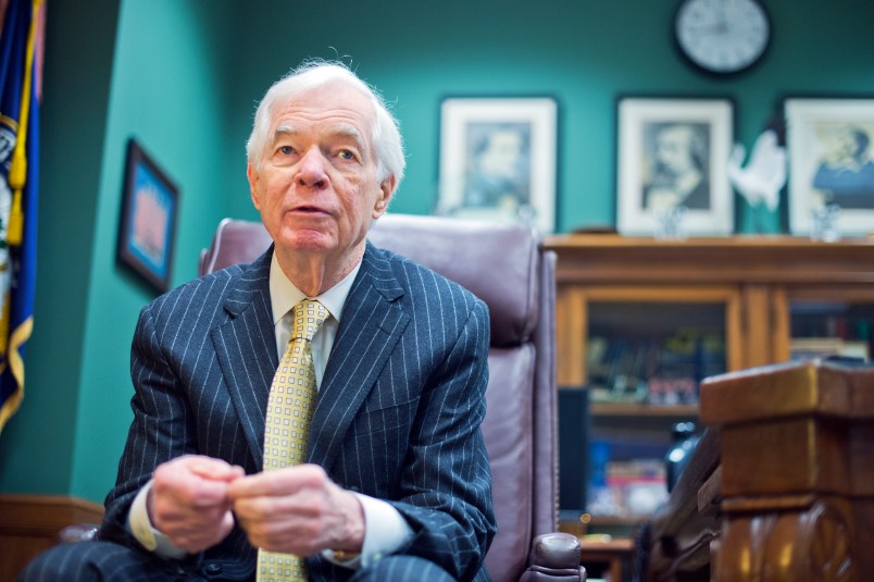 UNITED STATES - JANUARY 14: Sen. Thad Cochran, R-Miss., is interviewed by CQ Roll Call in his Dirksen Building office, January 14, 2015. (Photo By Tom Williams/CQ Roll Call)